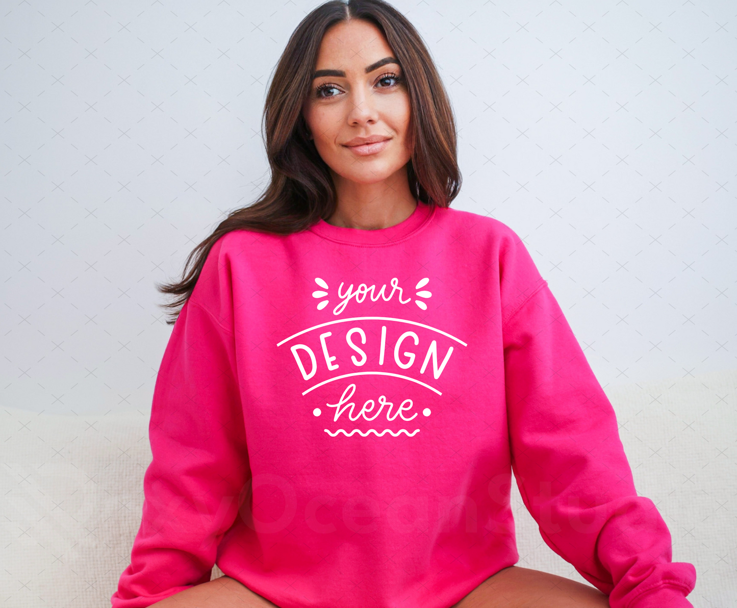Gildan 18000 Mockup – Heliconia Crewneck Sweatshirt Mockup on Model | Style 6