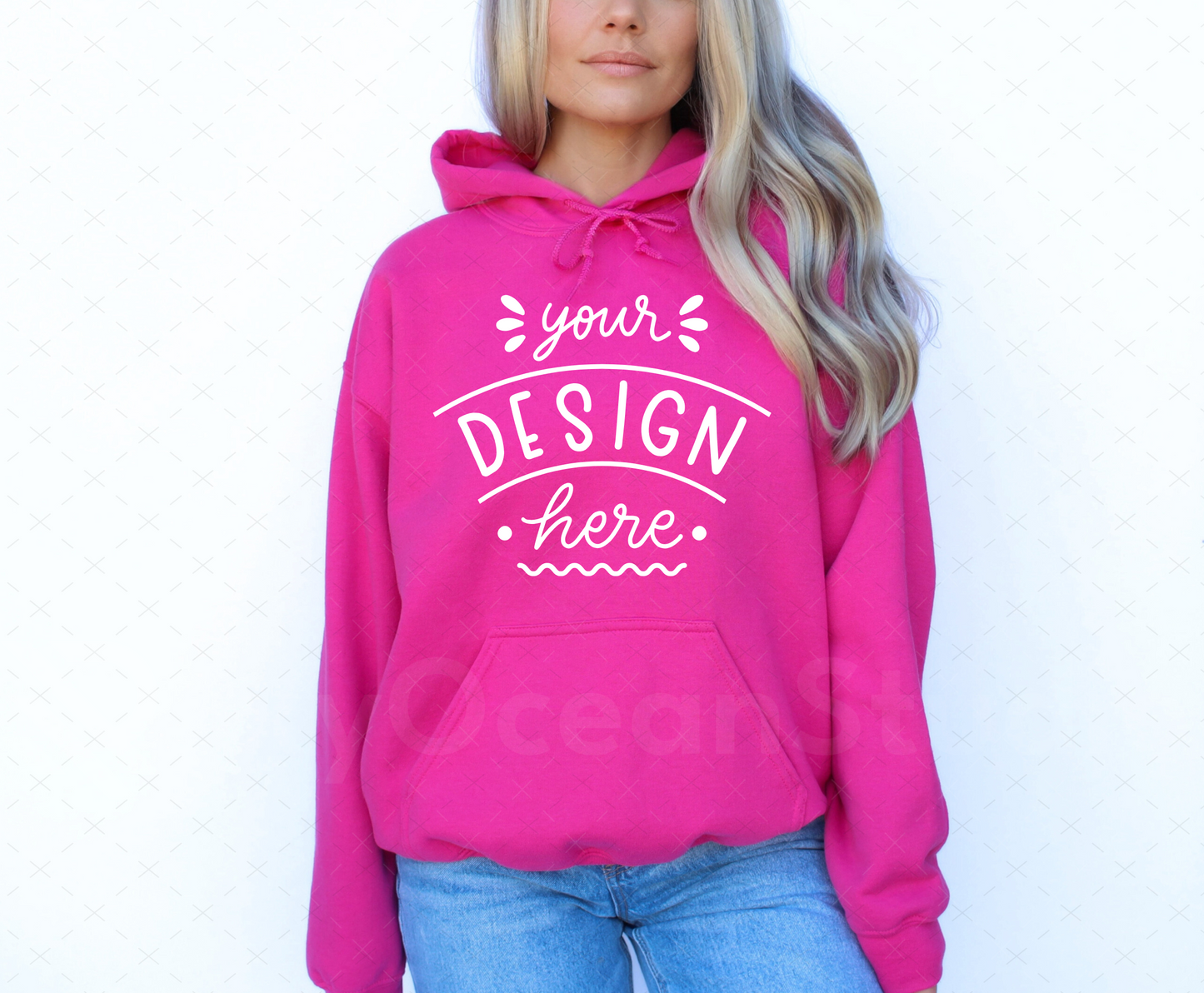 Gildan 18500 Mockup – Heliconia Hooded Sweatshirt Mockup on Model | Style 7