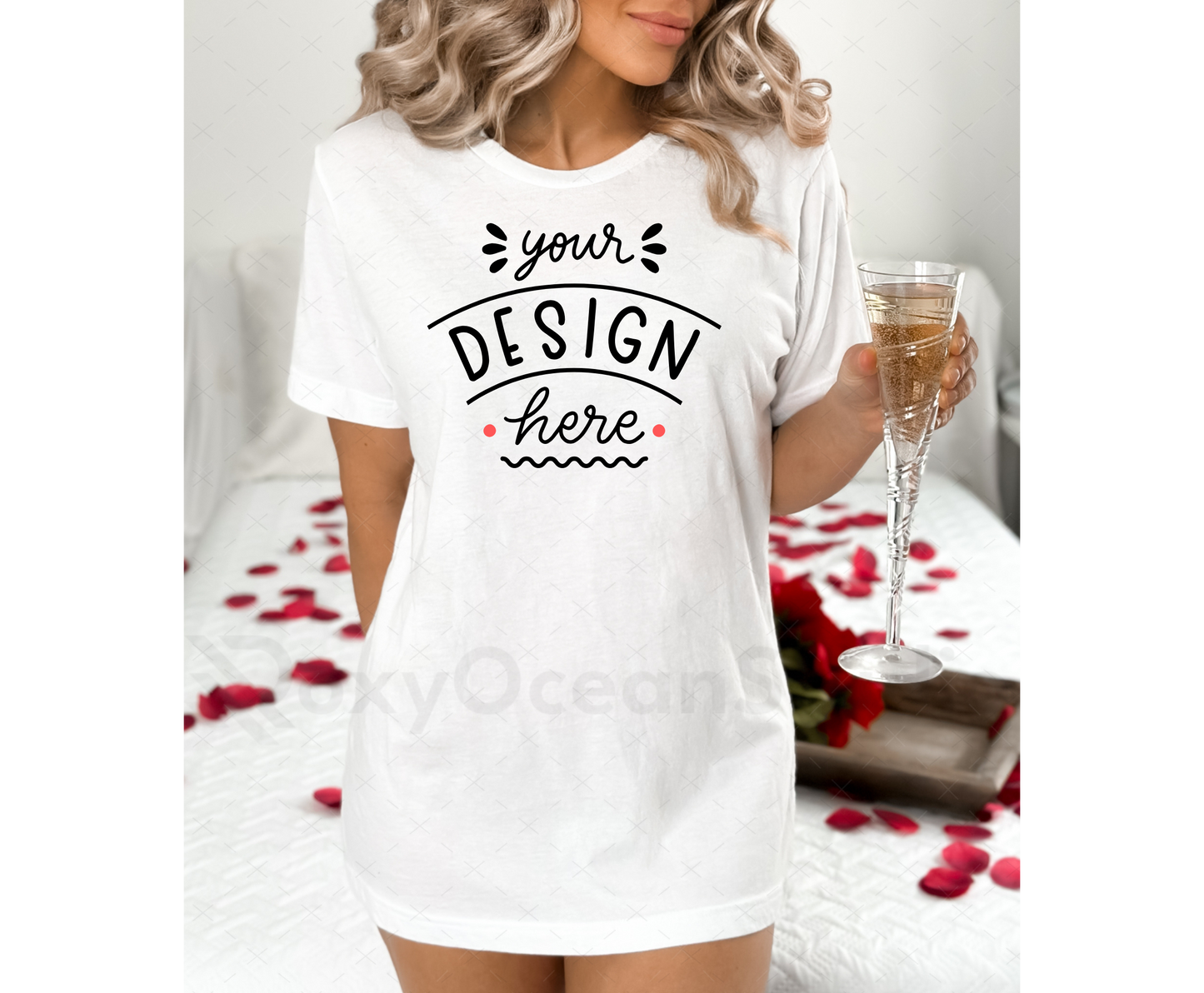Bella Canvas 3001 Mockup – White T-Shirt Mockup on Model | Valentine’s Day Theme | Style 1