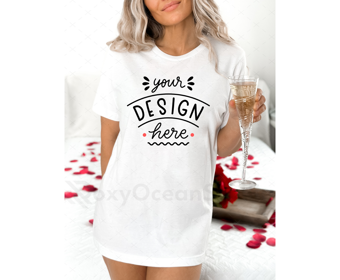 Bella Canvas 3001 Mockup – White T-Shirt Mockup on Model | Valentine’s Day Theme | Style 2
