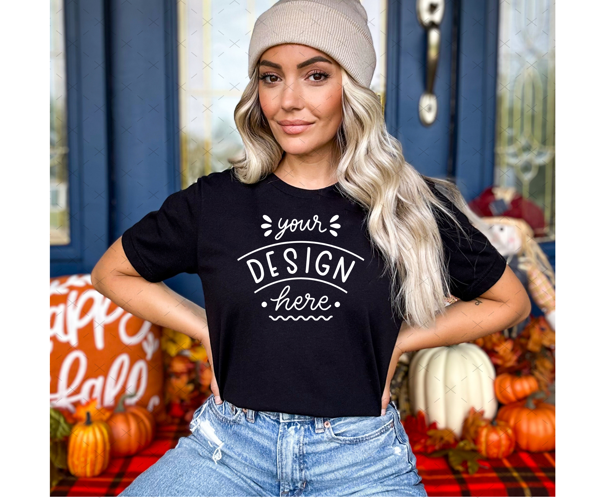 Bella Canvas 3001 Unisex T-shirt Mockup – Black | Fall & Halloween | Style 2