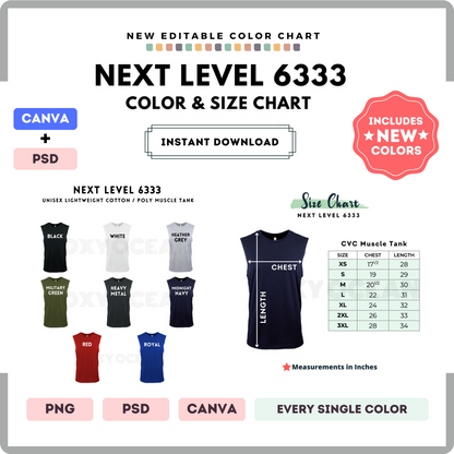 Next Level 6333 Color and Size Chart