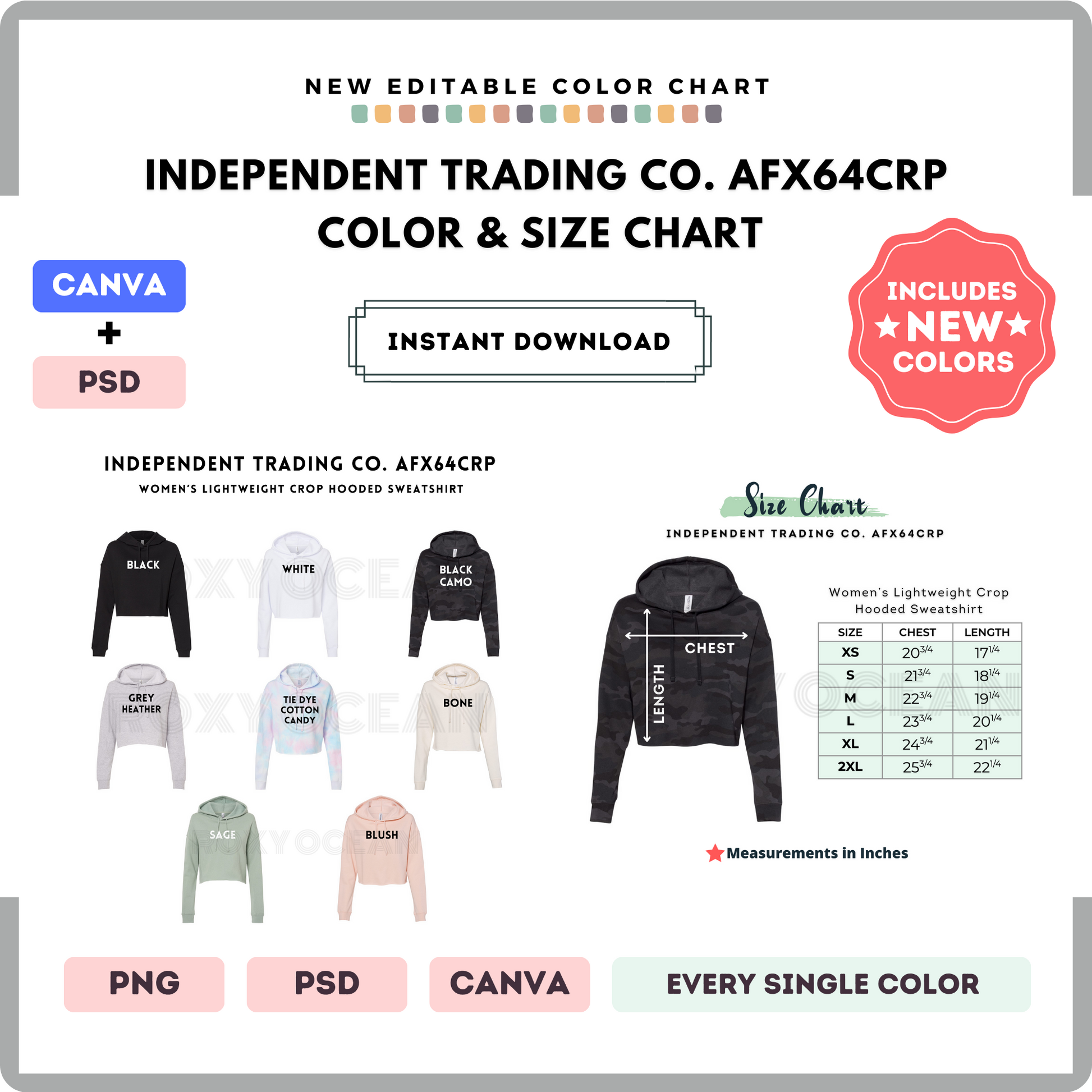Independent Trading Co.AFX64CRP Color and Size Chart
