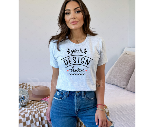 Bella Canvas 3001 Mockup – Ash Unisex T-Shirt Mockup on Model | Style 1