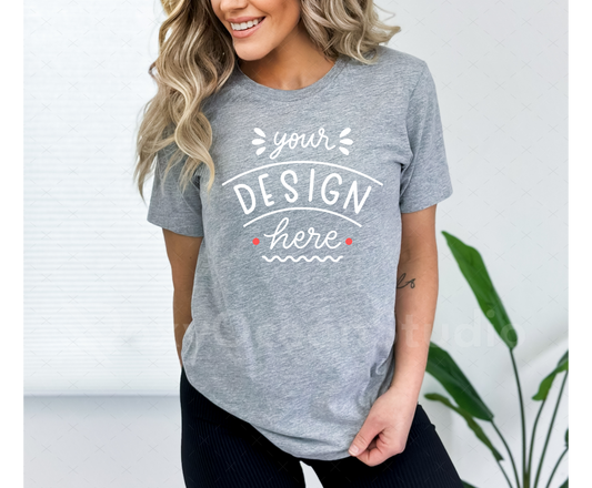Bella Canvas 3001 Mockup – Athletic Heather Unisex T-Shirt Mockup on Model | Style 9
