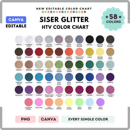 Siser Glitter Color Chart