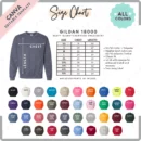 Editable Gildan 18000 Size + Color Chart