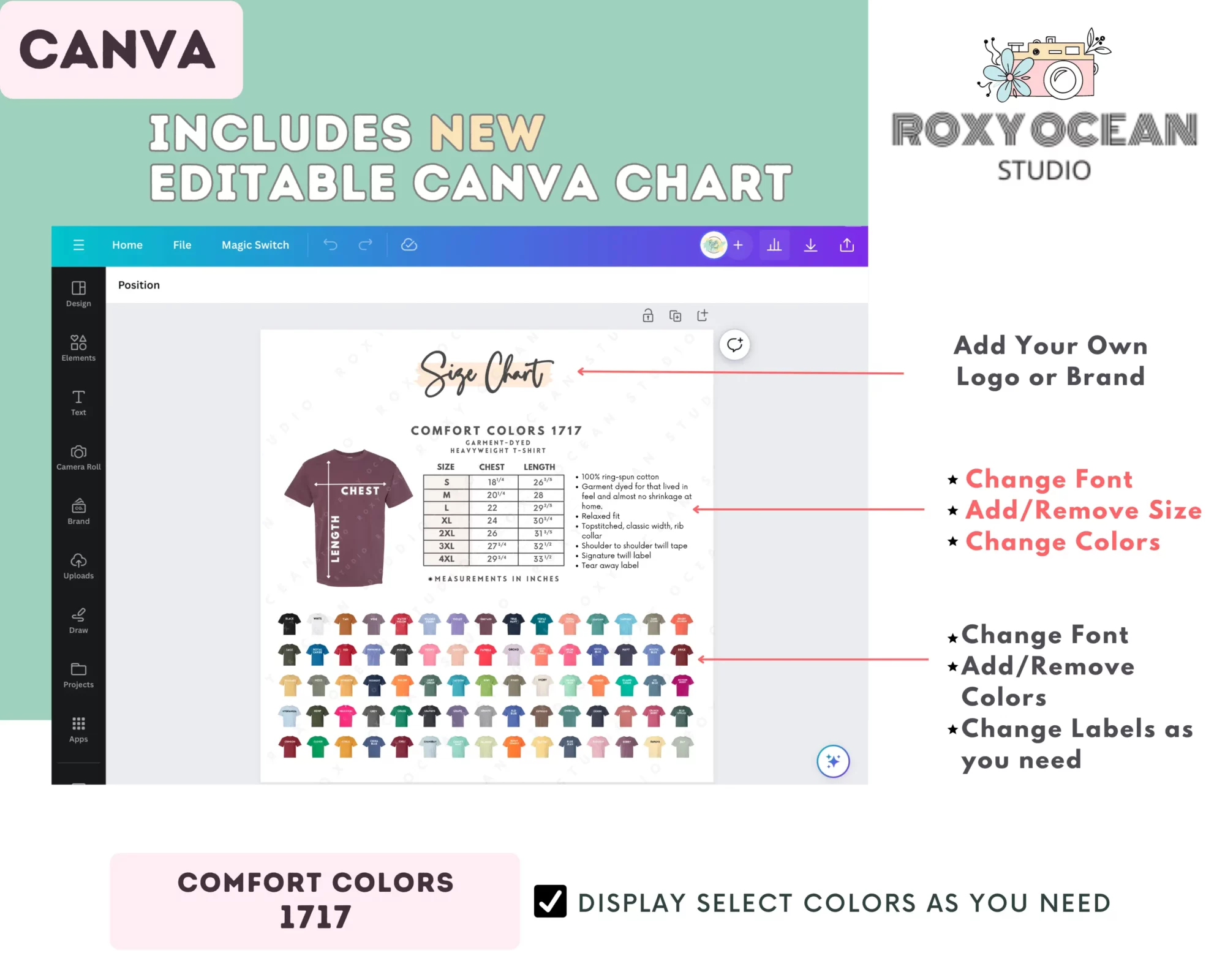 Editable Comfort Colors 1717 Size + Color Chart - Image 2