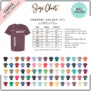 Editable Comfort Colors 1717 Size + Color Chart