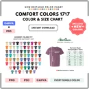 Editable Comfort Colors 1717 Color + Size Chart