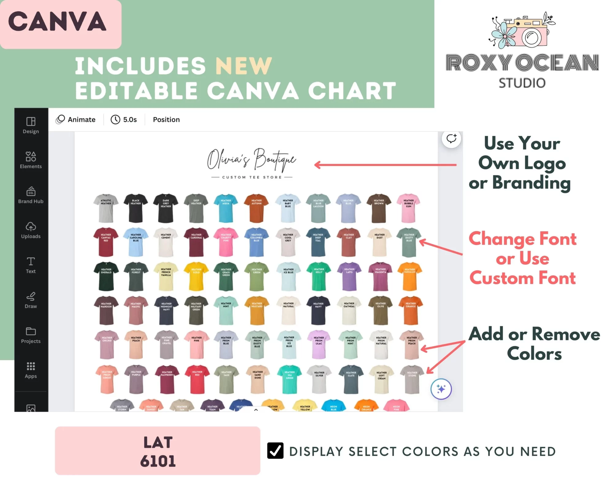 Editable LAT 6101 Color + Size Chart - Image 2