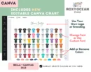 Editable Bella Canvas 3413 Color + Size Chart