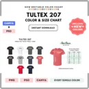 Editable Tultex 207 Color + Size Chart