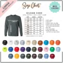 Editable Gildan 2400 Size + Color Chart