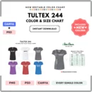 Editable Tultex 244 Color + Size Chart