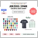 Editable Jerzees 29MR Color + Size Chart