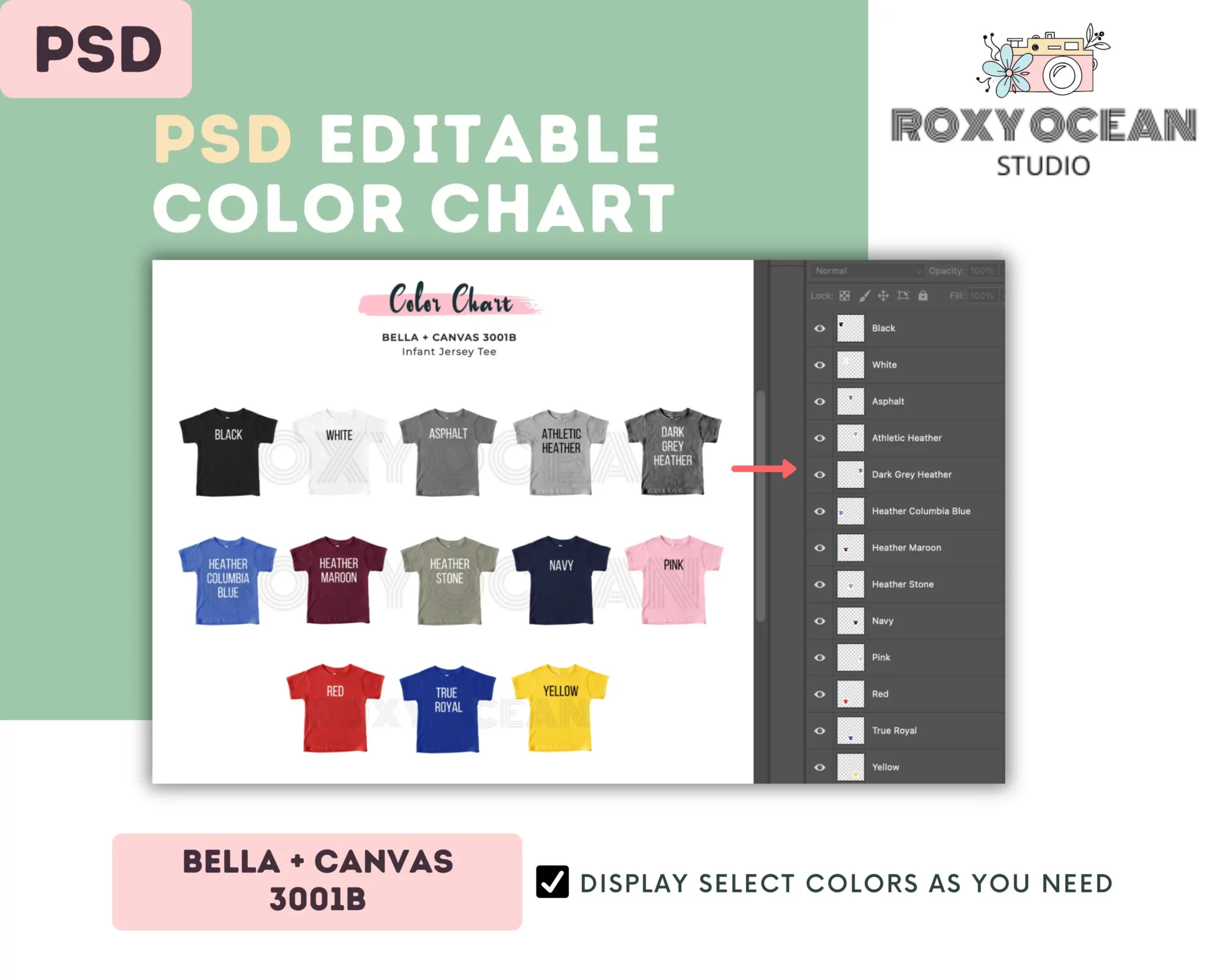 Editable Bella Canvas 3001B Color + Size Chart - Image 3