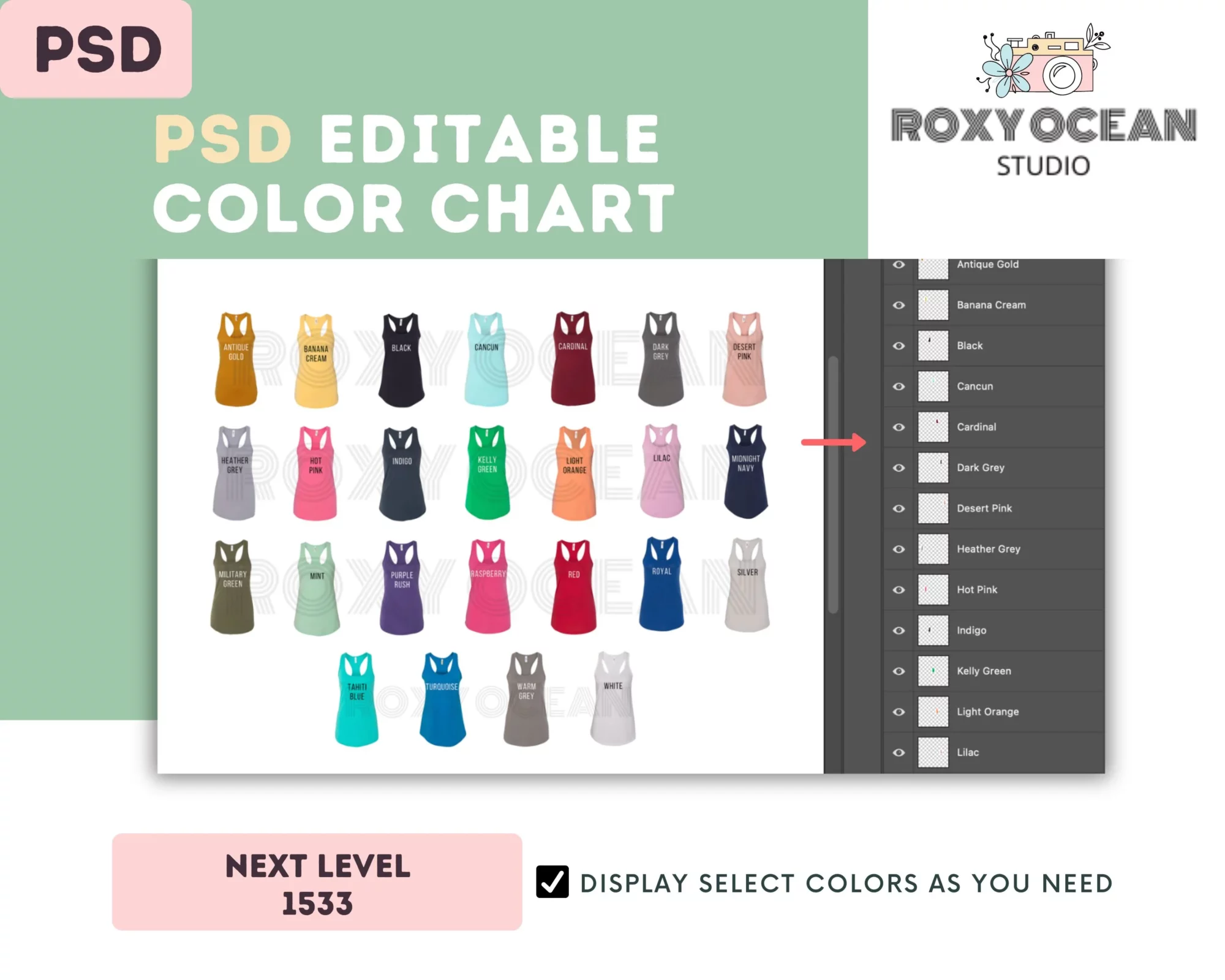 Editable Next Level 1533 Color + Size Chart - Image 3