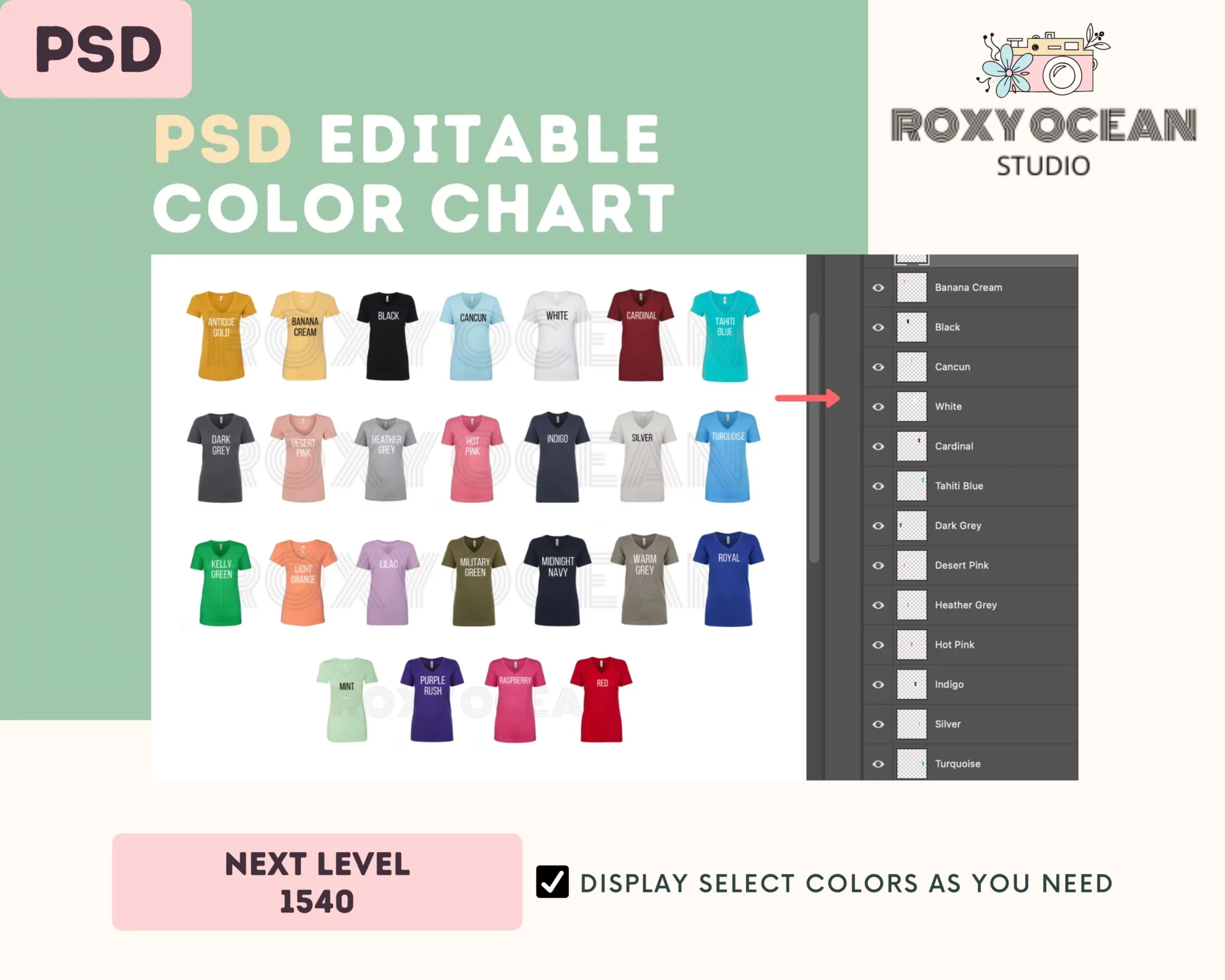 Editable Next Level 1540 Color + Size Chart - Image 3