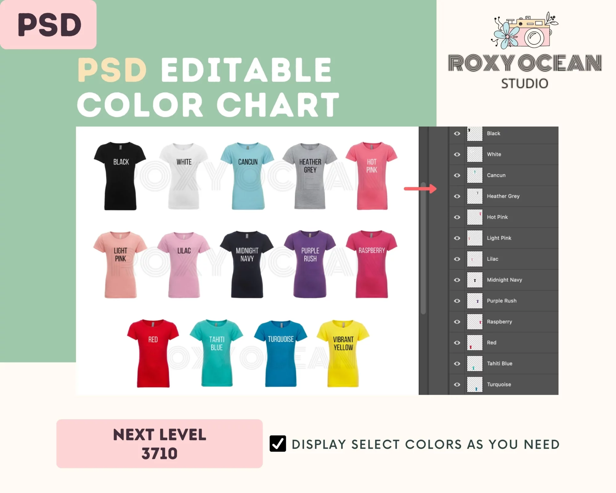 Editable Next Level 3710 Color + Size Chart - Image 3