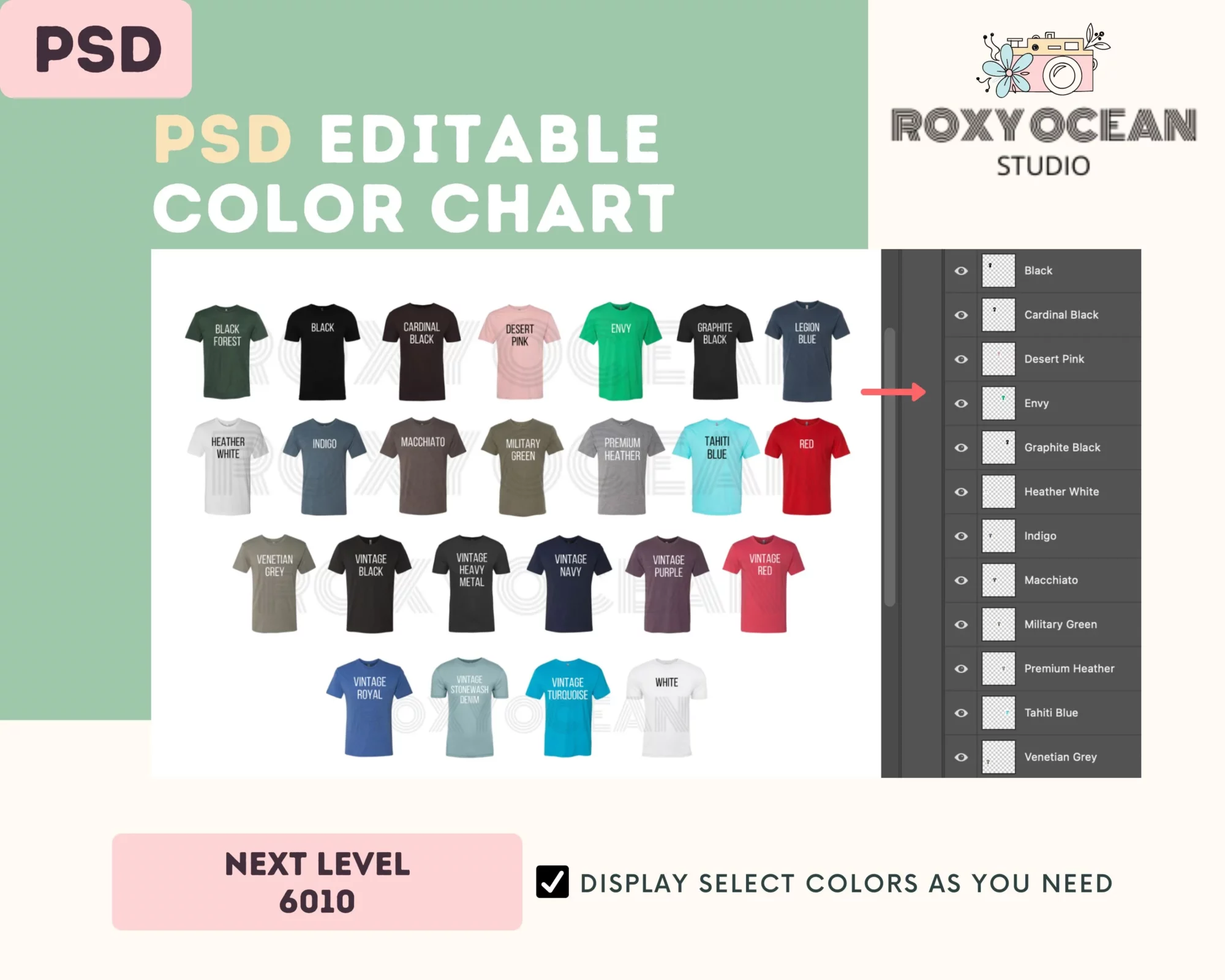 Editable Next Level 6010 Color + Size Chart - Image 3