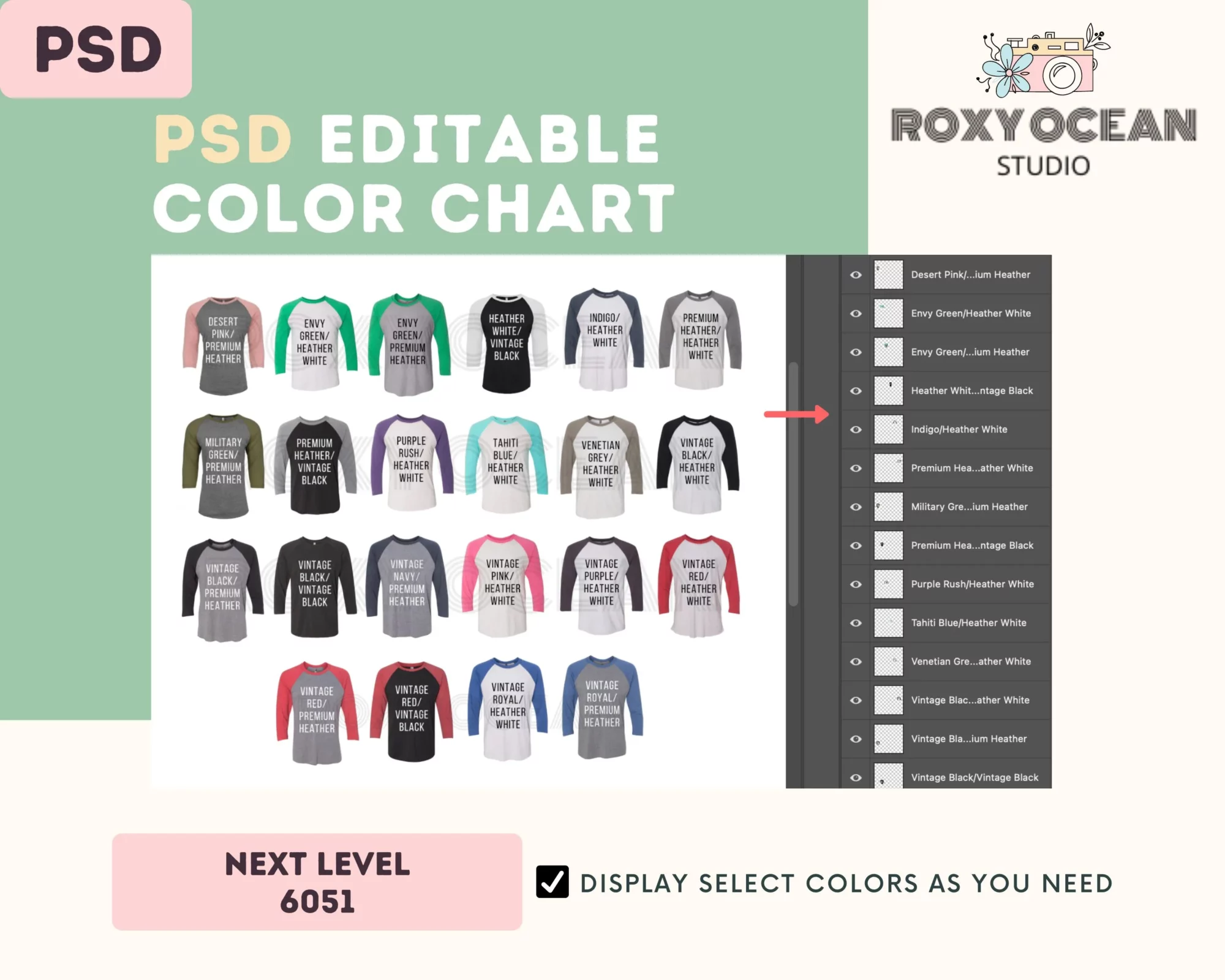 Editable Next Level 6051 Color + Size Chart - Image 3