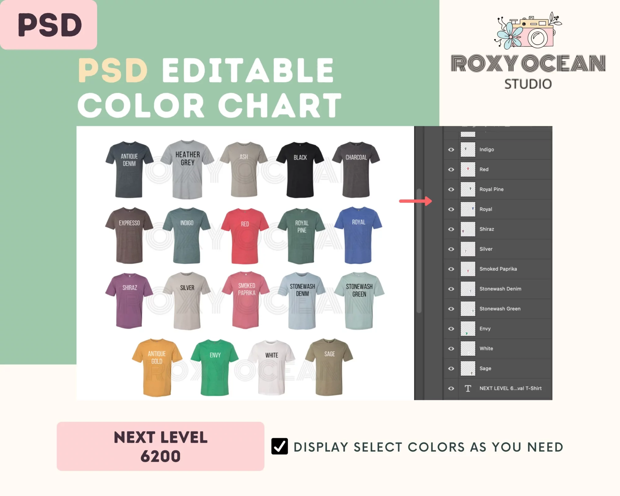 Editable Next Level 6200 Color + Size Chart - Image 3