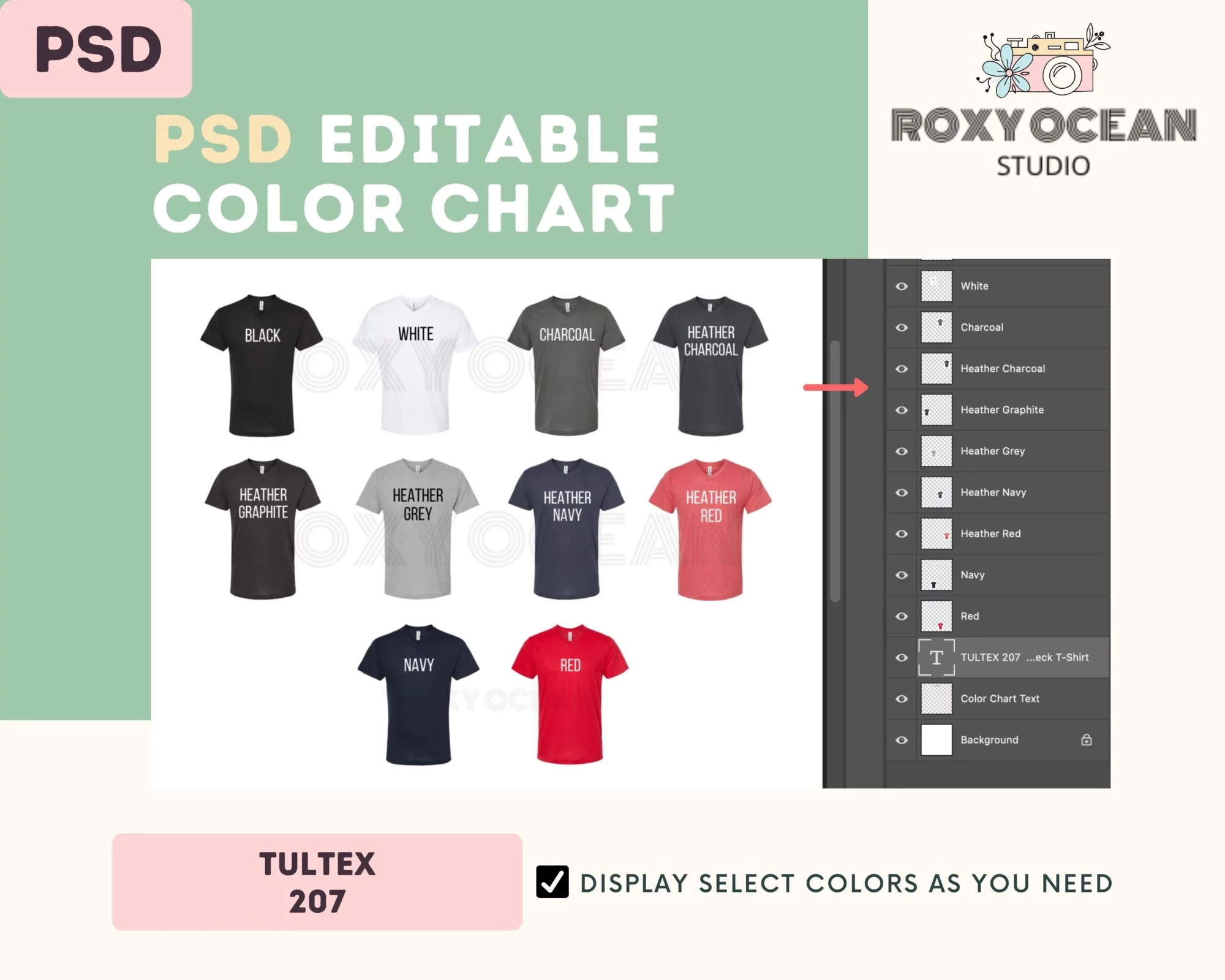 Editable Tultex 207 Color + Size Chart - Image 3