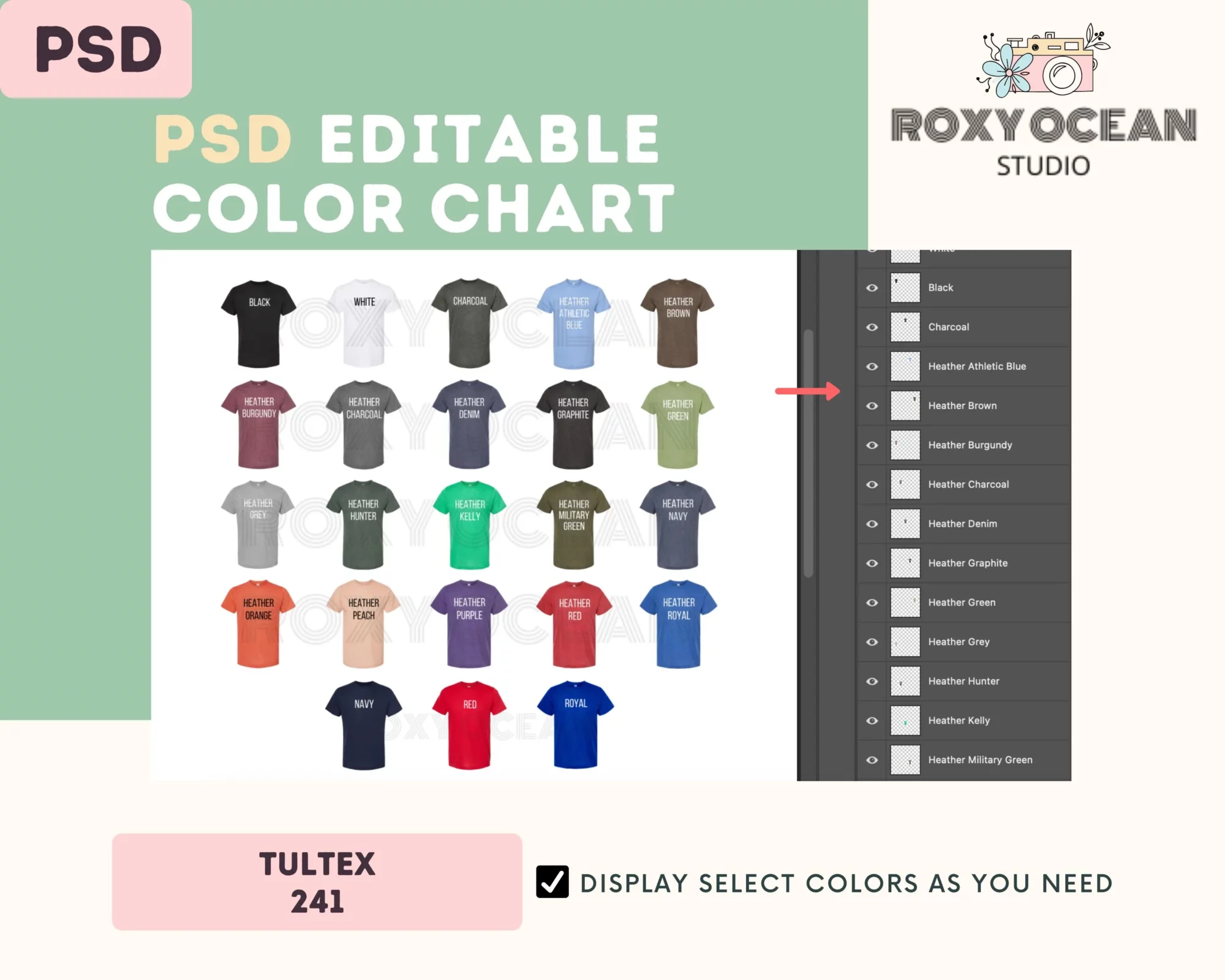 Editable Tultex 241 Color + Size Chart - Image 3