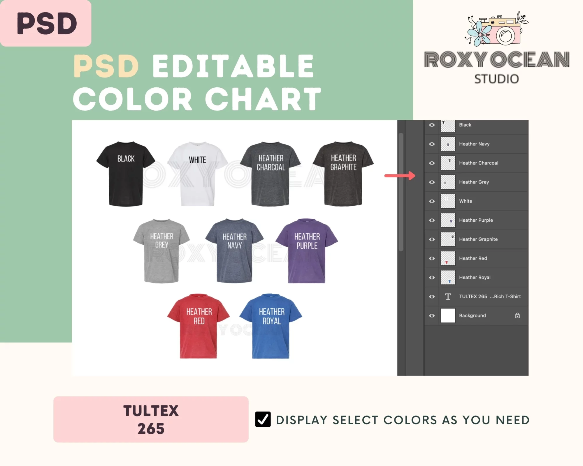 Editable Tultex 265 Color + Size Chart - Image 3