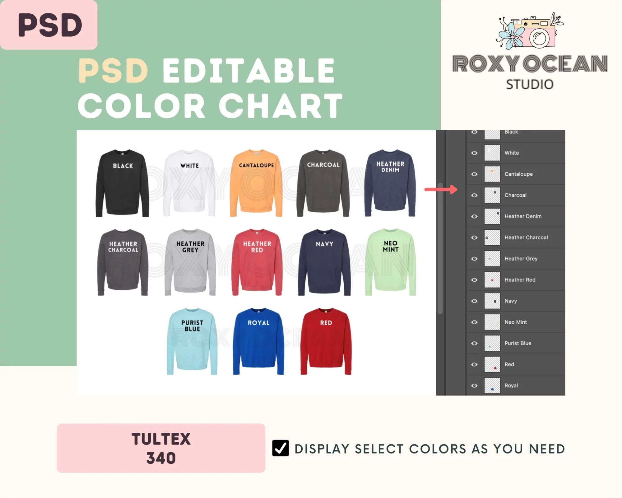 Editable Tultex 340 Color + Size Chart - Image 3