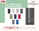 Editable Bella Canvas 3483 Color + Size Chart