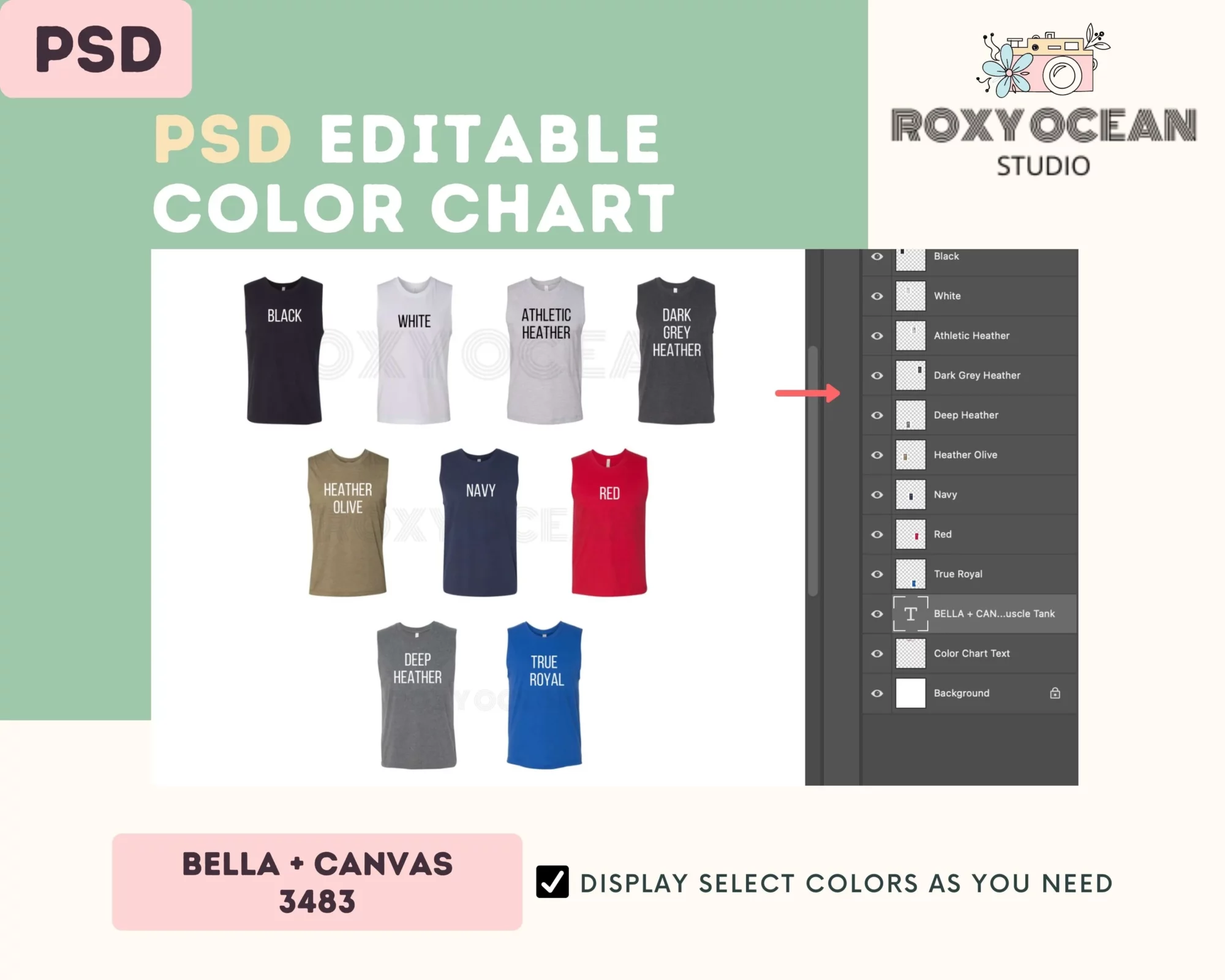 Editable Bella Canvas 3483 Color + Size Chart - Image 3