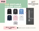 Editable Bella Canvas 3501T Color + Size Chart