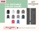 Editable Bella Canvas 3512 Color + Size Chart