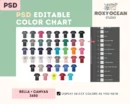 Editable Bella Canvas 3650 Color + Size Chart