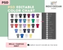 Editable Bella Canvas 3001T Color + Size Chart