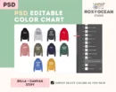 Editable Bella Canvas 3719Y Color + Size Chart