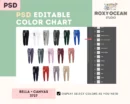 Editable Bella Canvas 3727 Color + Size Chart