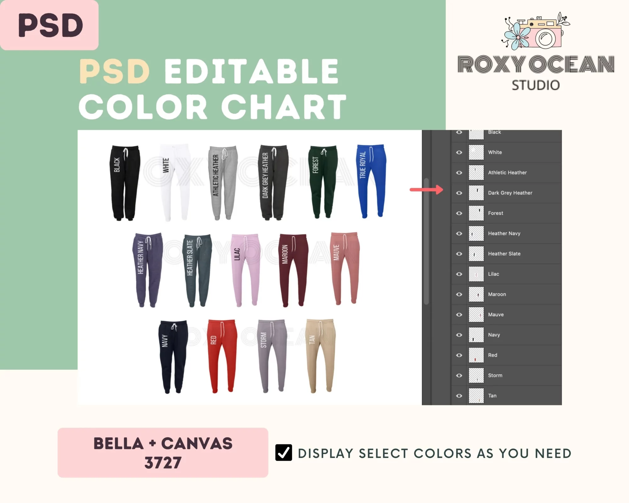 Editable Bella Canvas 3727 Color + Size Chart - Image 3