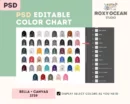 Editable Bella Canvas 3739 Color + Size Chart