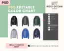 Editable Bella Canvas 3739Y Color + Size Chart