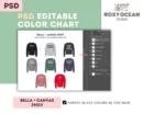 Editable Bella Canvas 3901Y Color + Size Chart