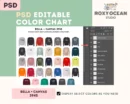 Editable Bella Canvas 3945 Color + Size Chart