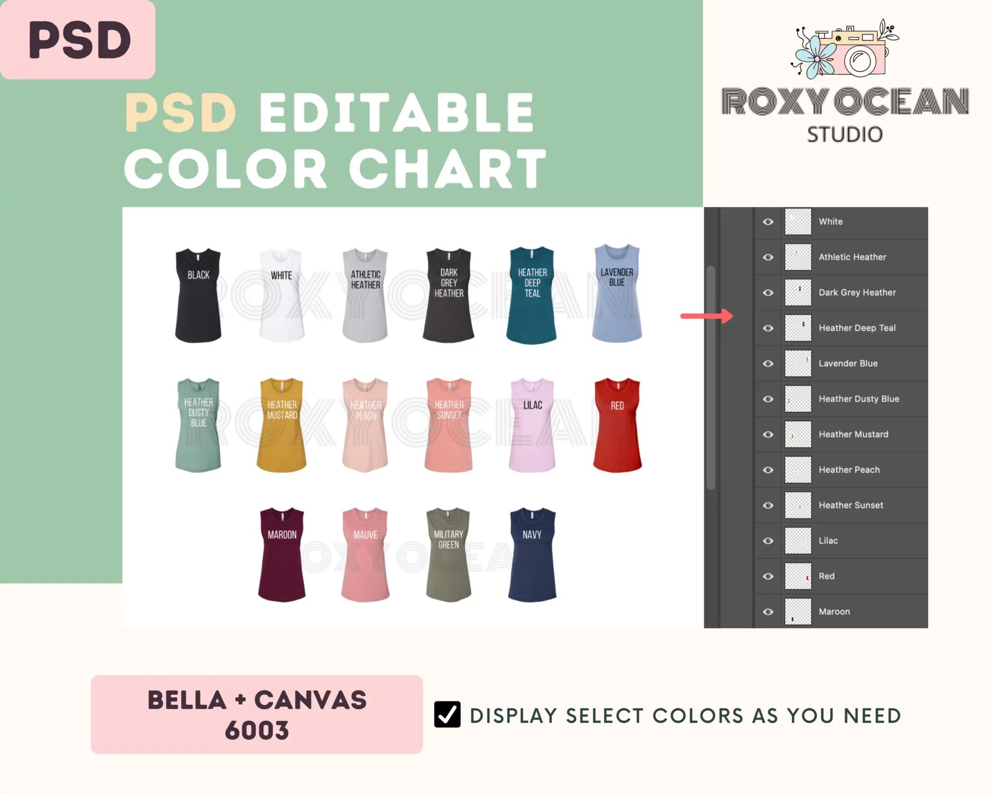 Editable Bella Canvas 6003 Color + Size Chart - Image 3