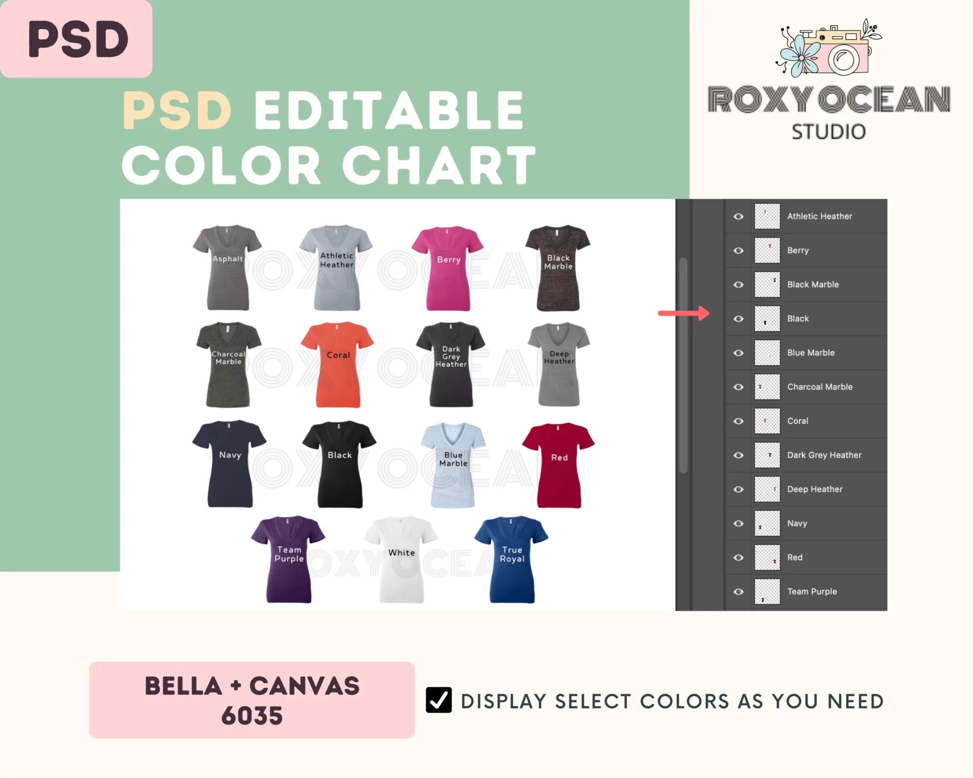 Editable Bella Canvas 6035 Color + Size Chart - Image 3