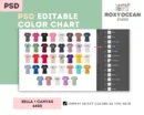 Editable Bella Canvas 6400 Color + Size Chart