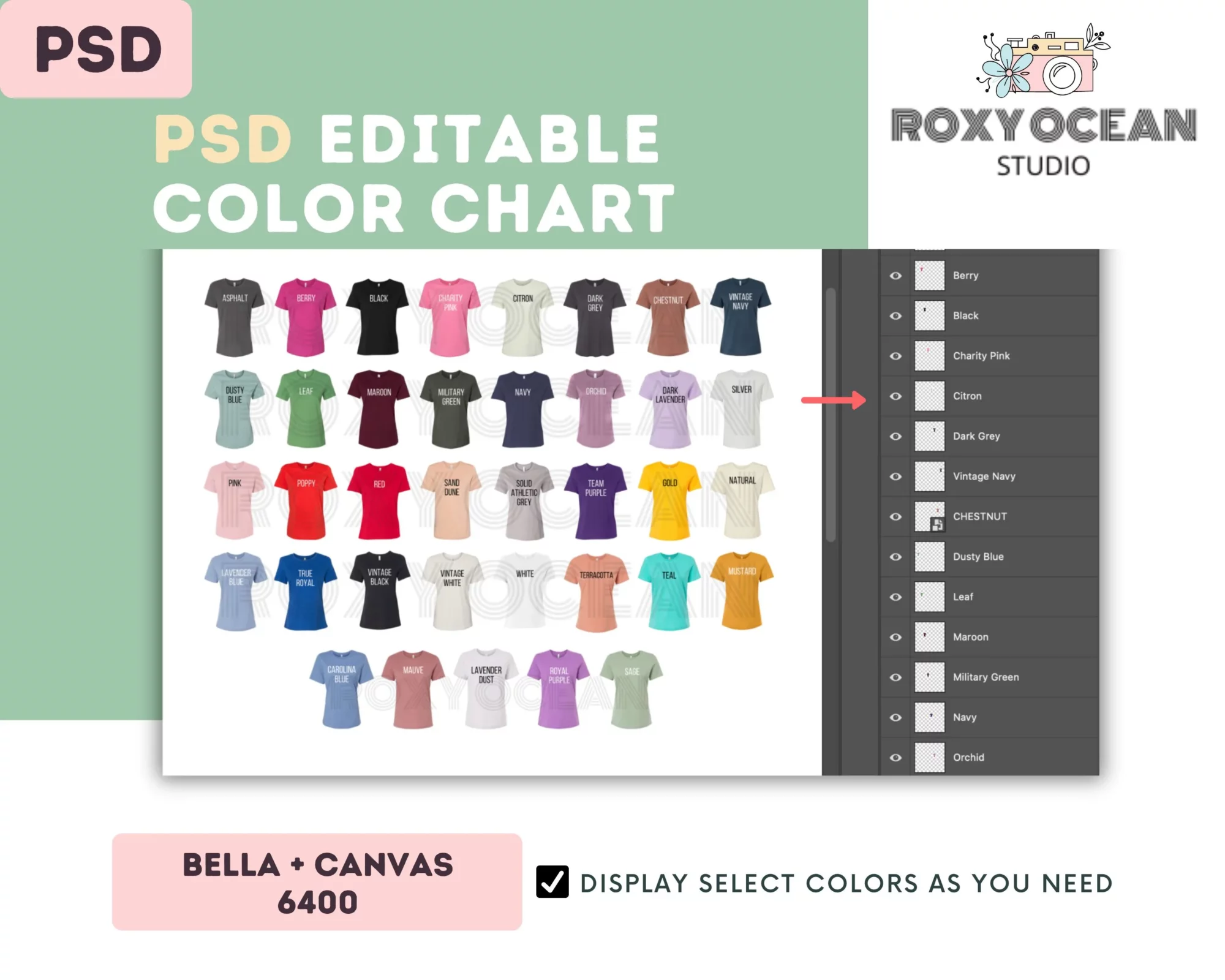 Editable Bella Canvas 6400 Color + Size Chart - Image 3