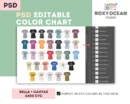 Editable Bella Canvas 6400 CVC Color + Size Chart