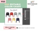 Editable Bella Canvas 7503 Color + Size Chart